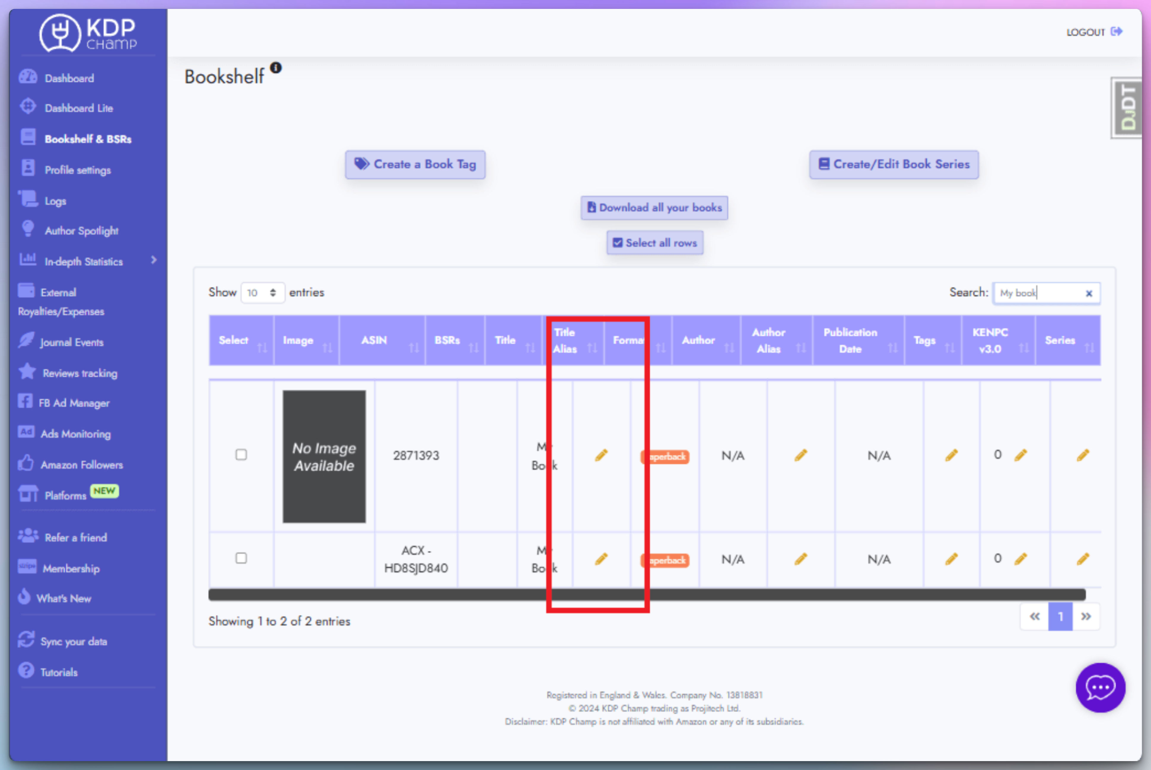 Edit Details popup for merging books
