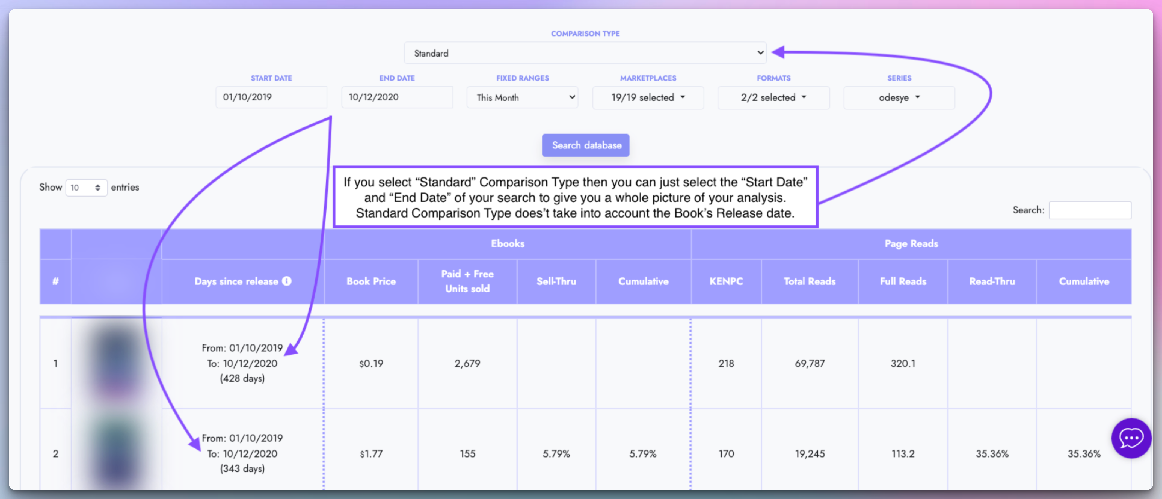 Series stats filters