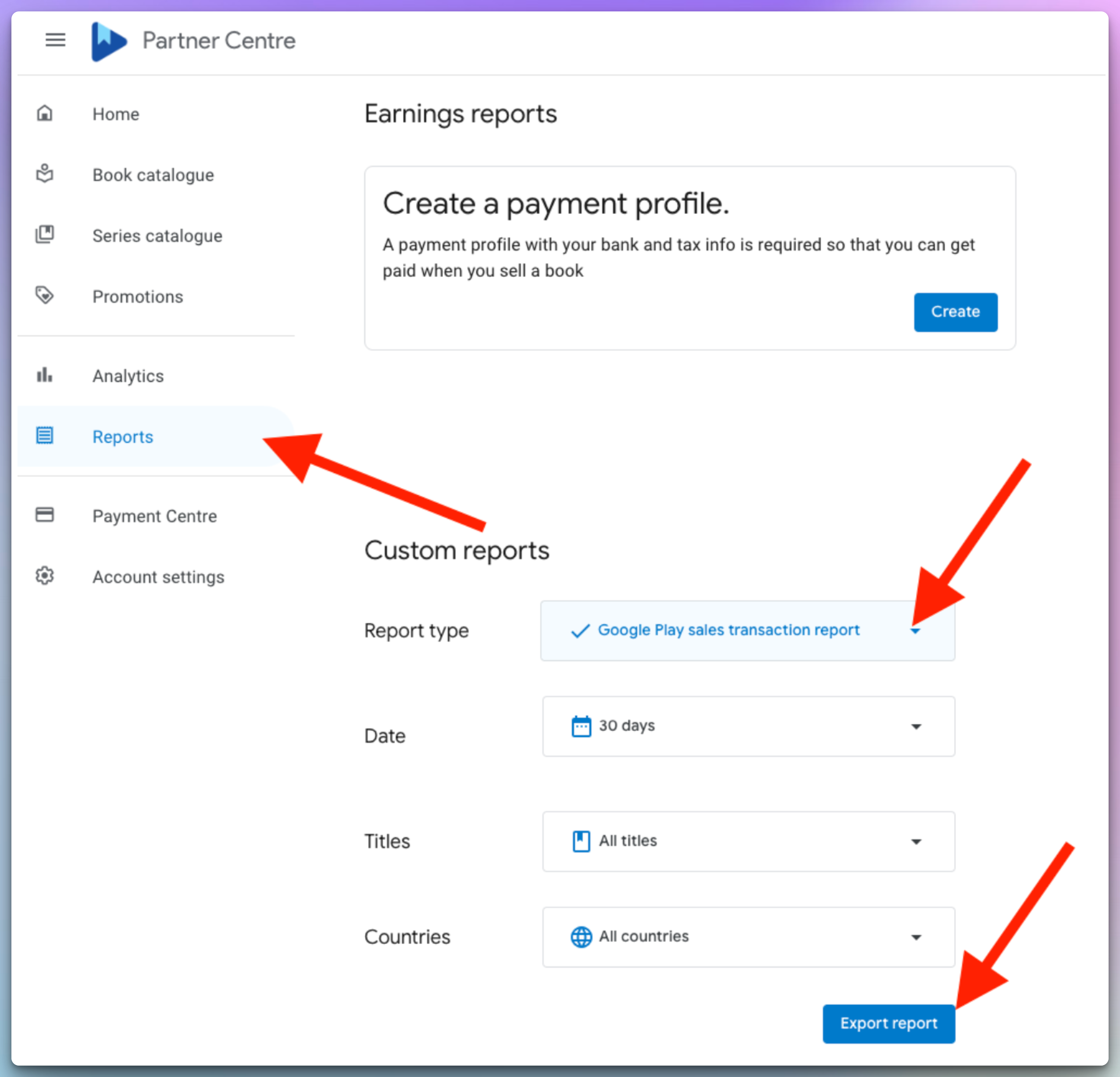 Download Google Play sales transaction report