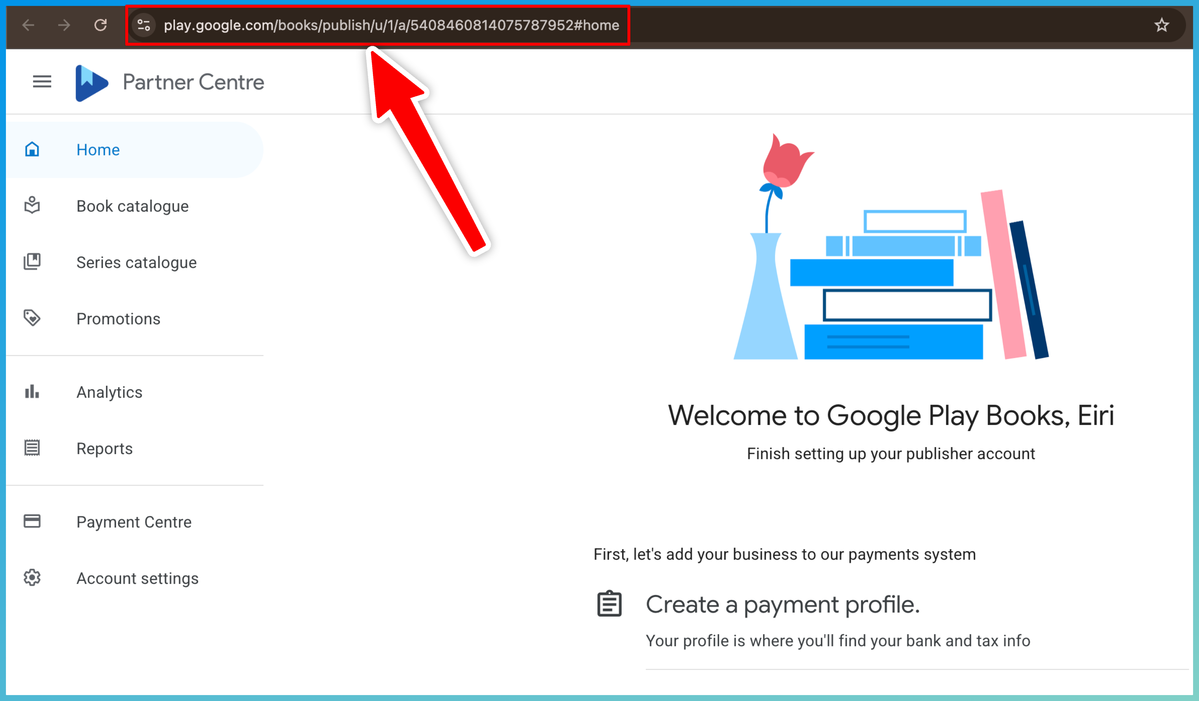 Copy Google Account URL