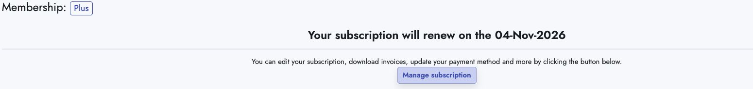 Open Membership and select Manage subscription
