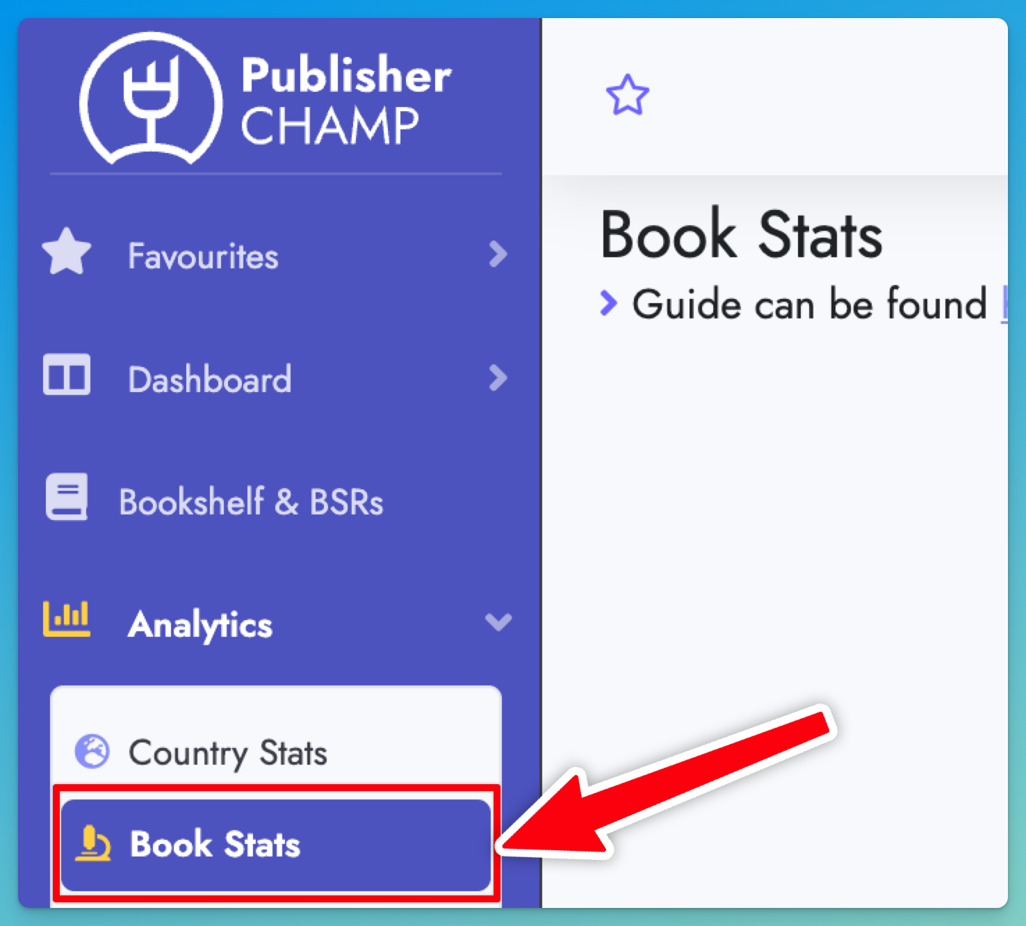 Navigating to Book stats page
