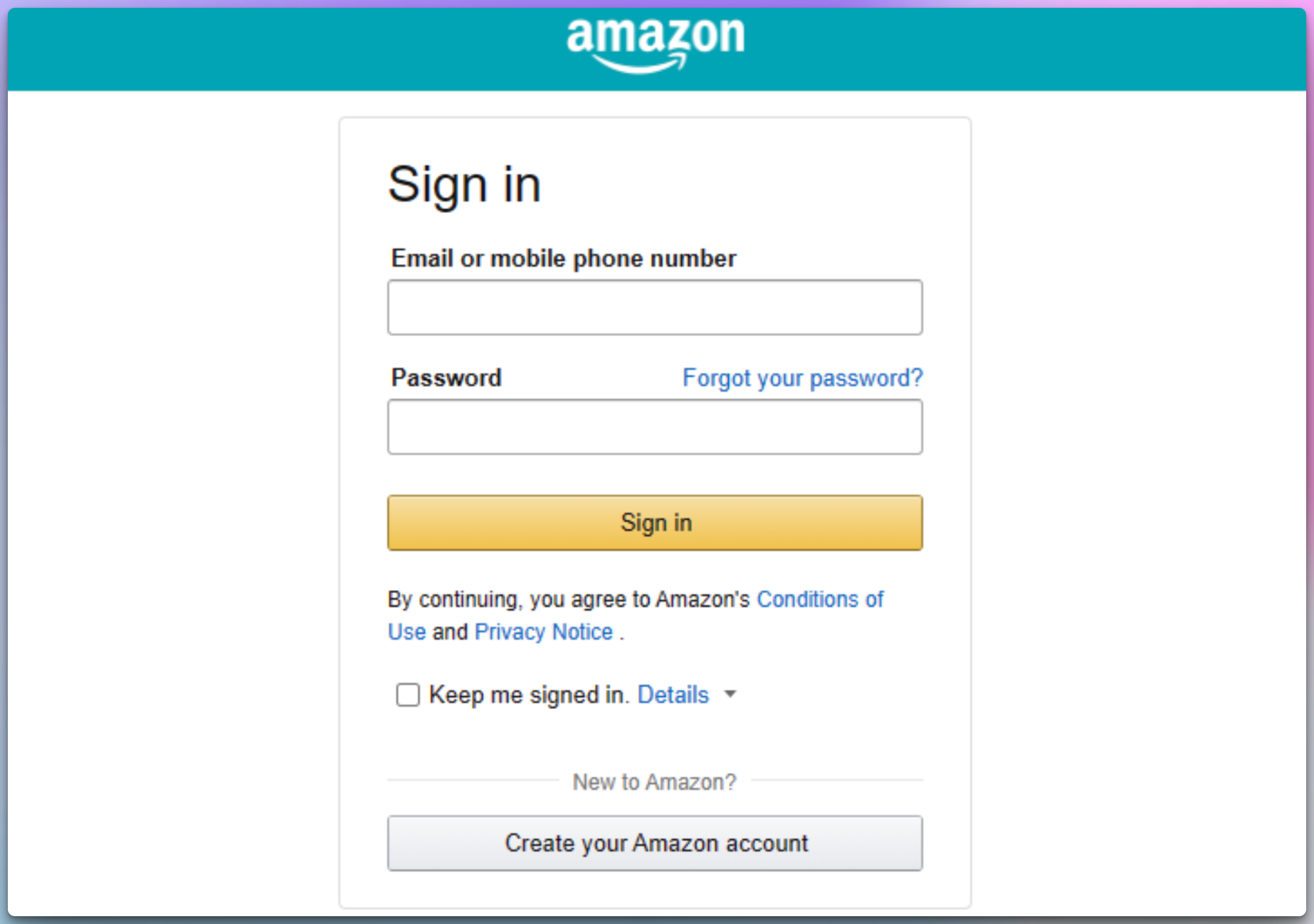 Amazon Ads login screen