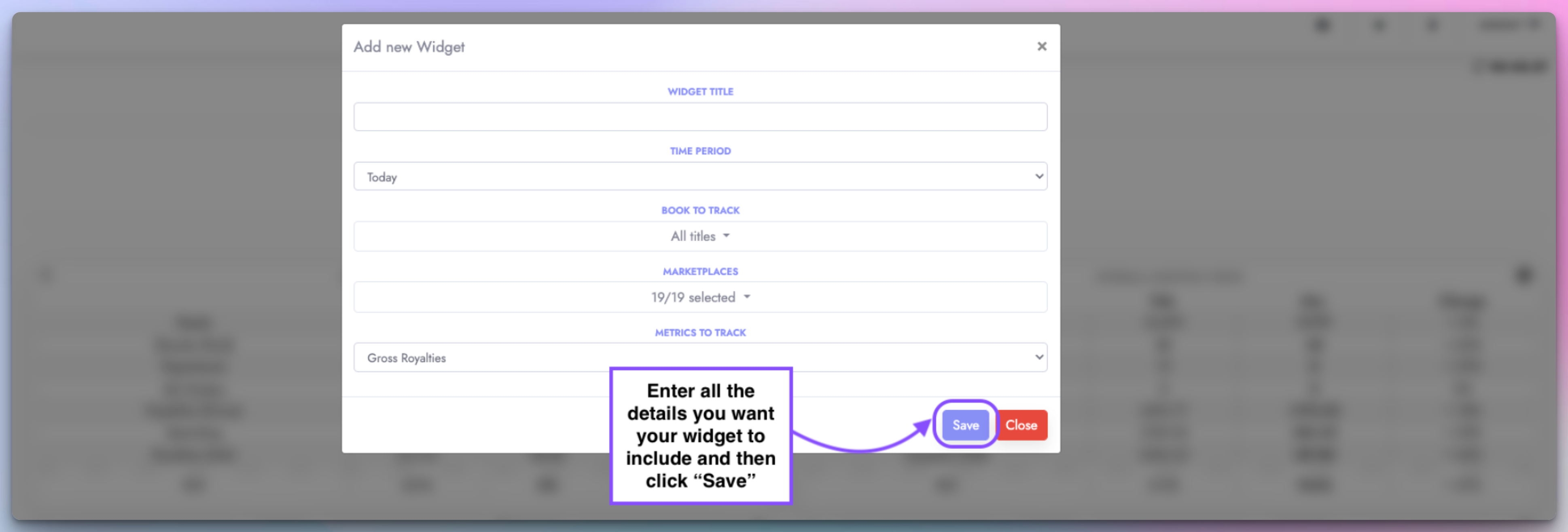 Custom widget options