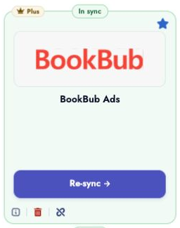 BookBub Ads card with Sync now and the Remember me login tip