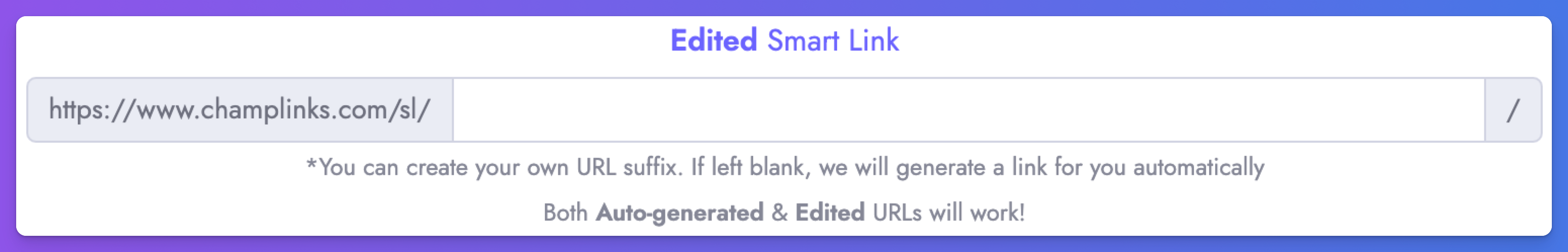 Smart Link unique suffix option