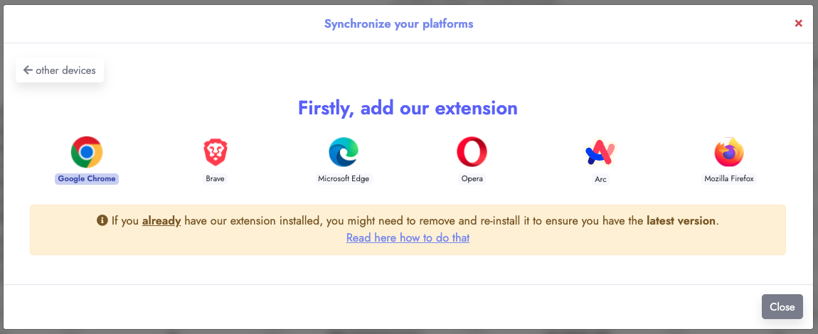 Browser extension installation prompt