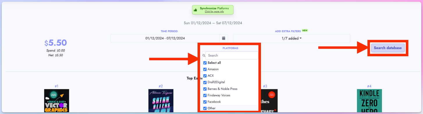 Search database button