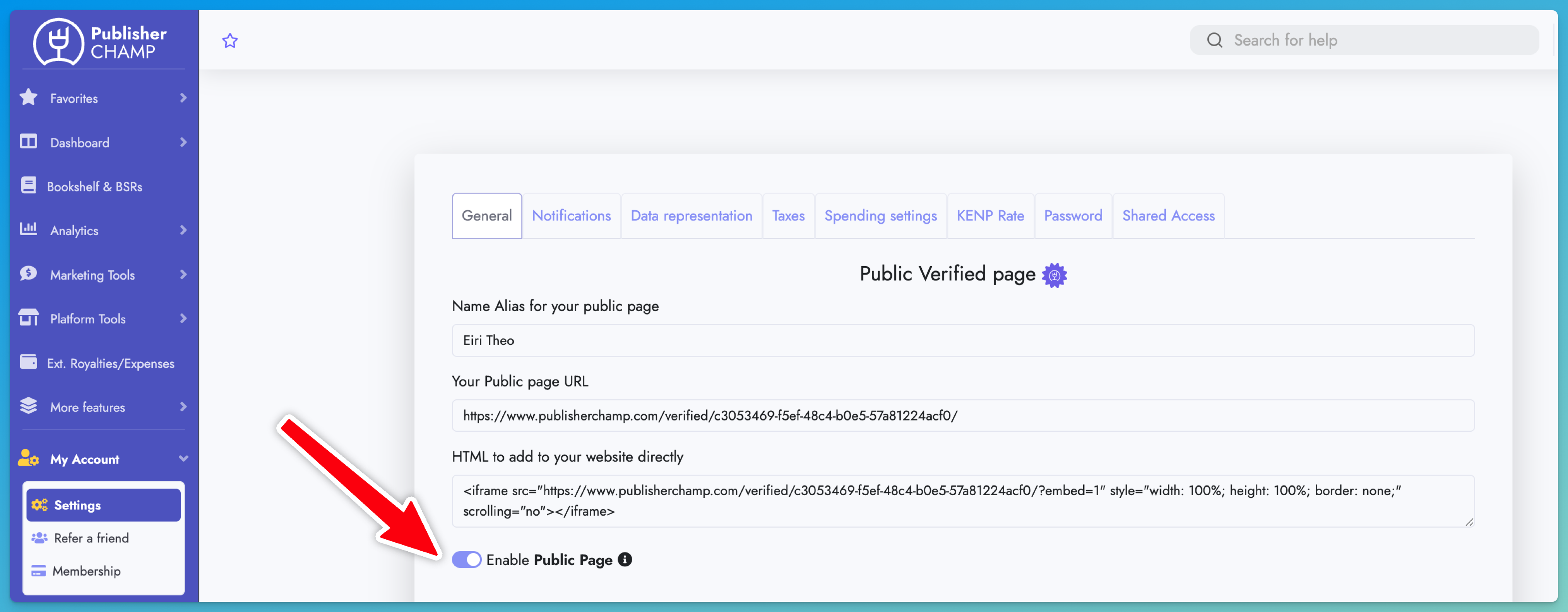 Enable Public Page