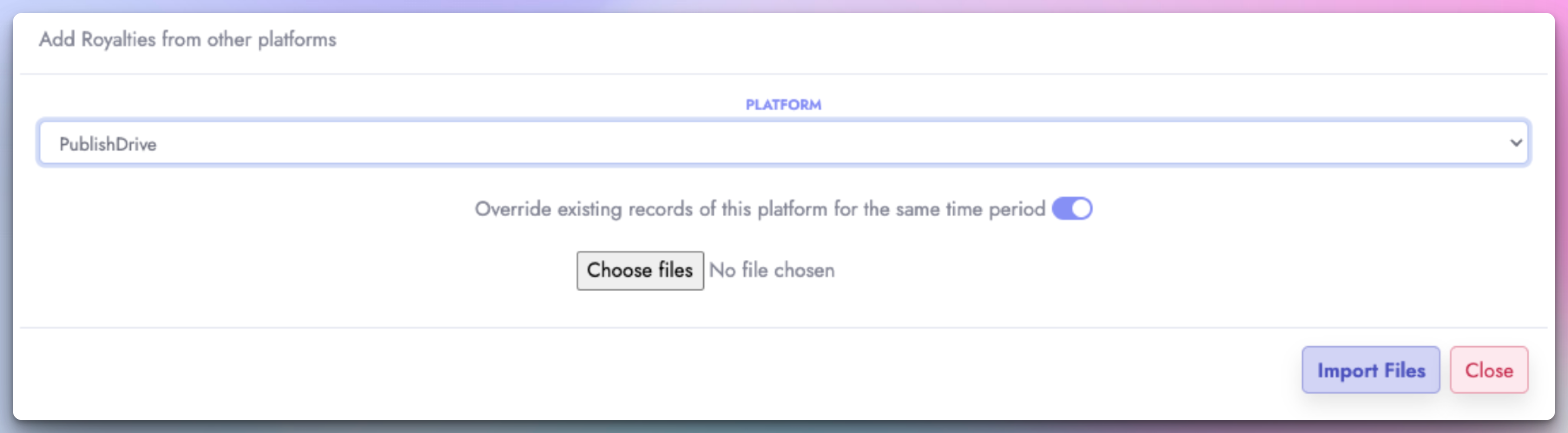 Upload PublishDrive data file