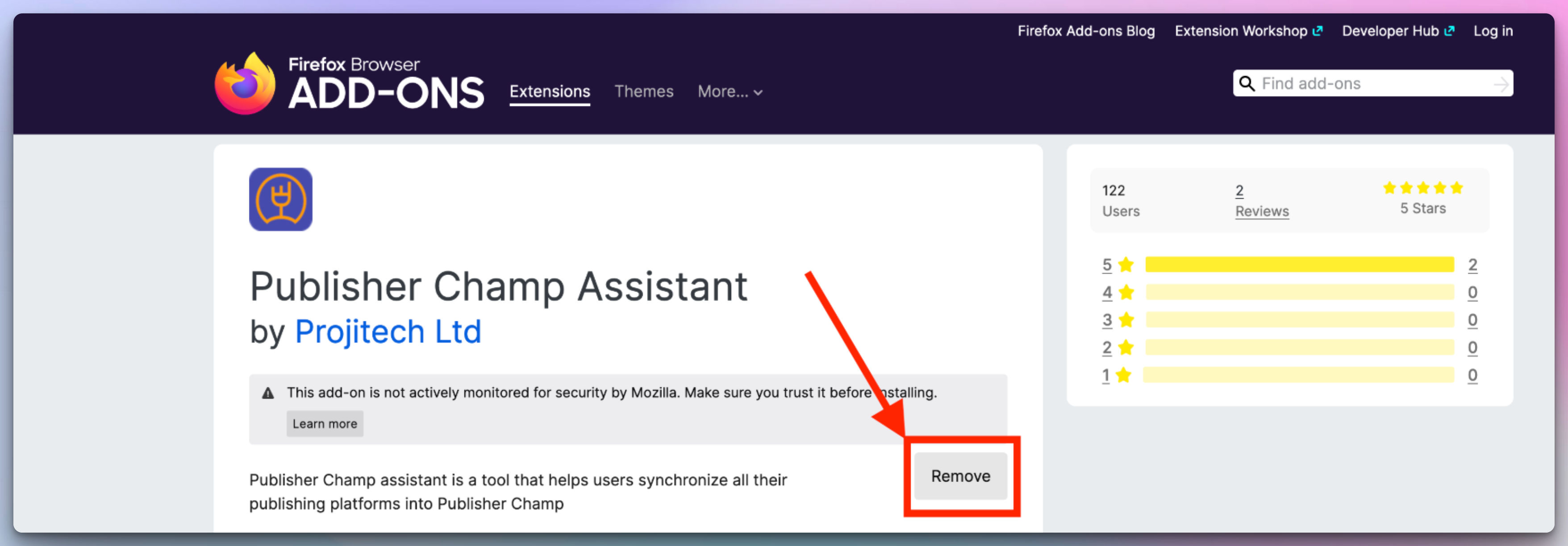 Remove addon from Firefox