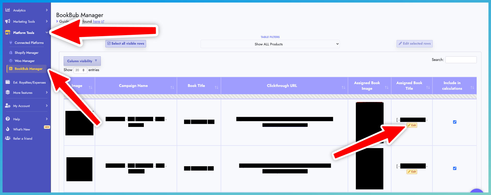 BookBub Manager page