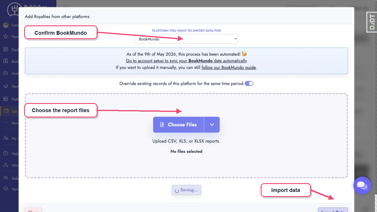 Upload BookMundo data file