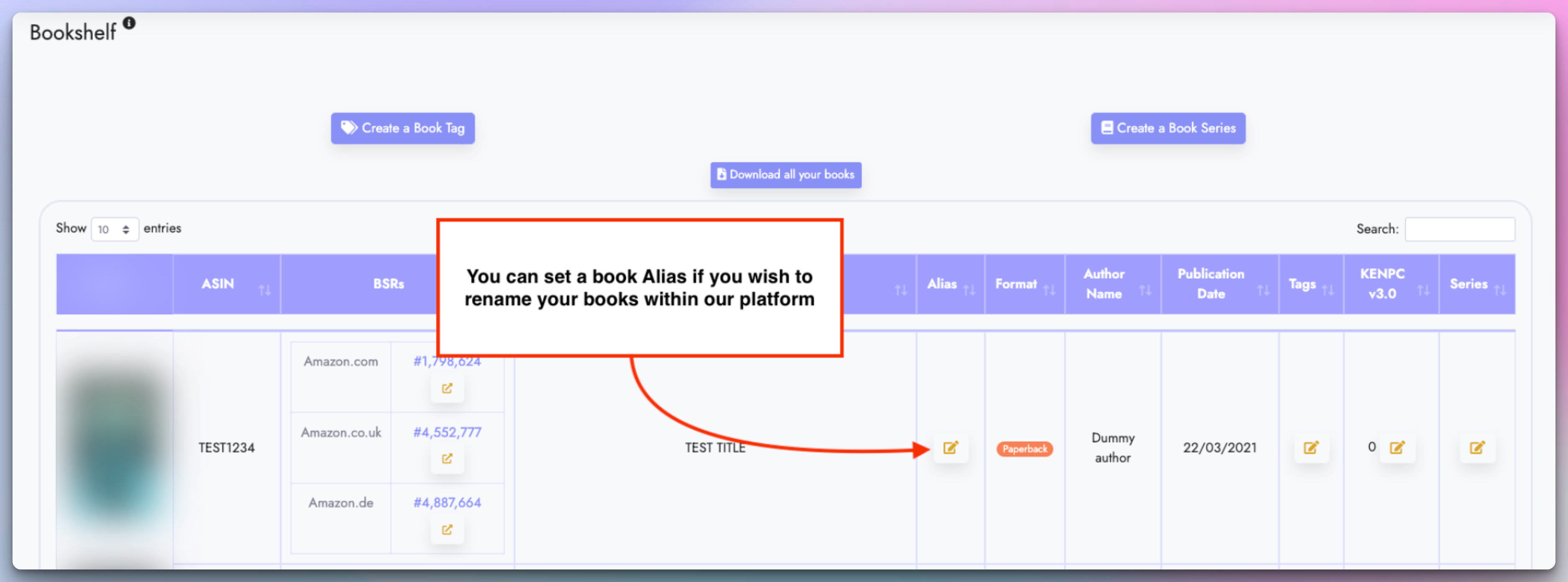 Create a Book Alias