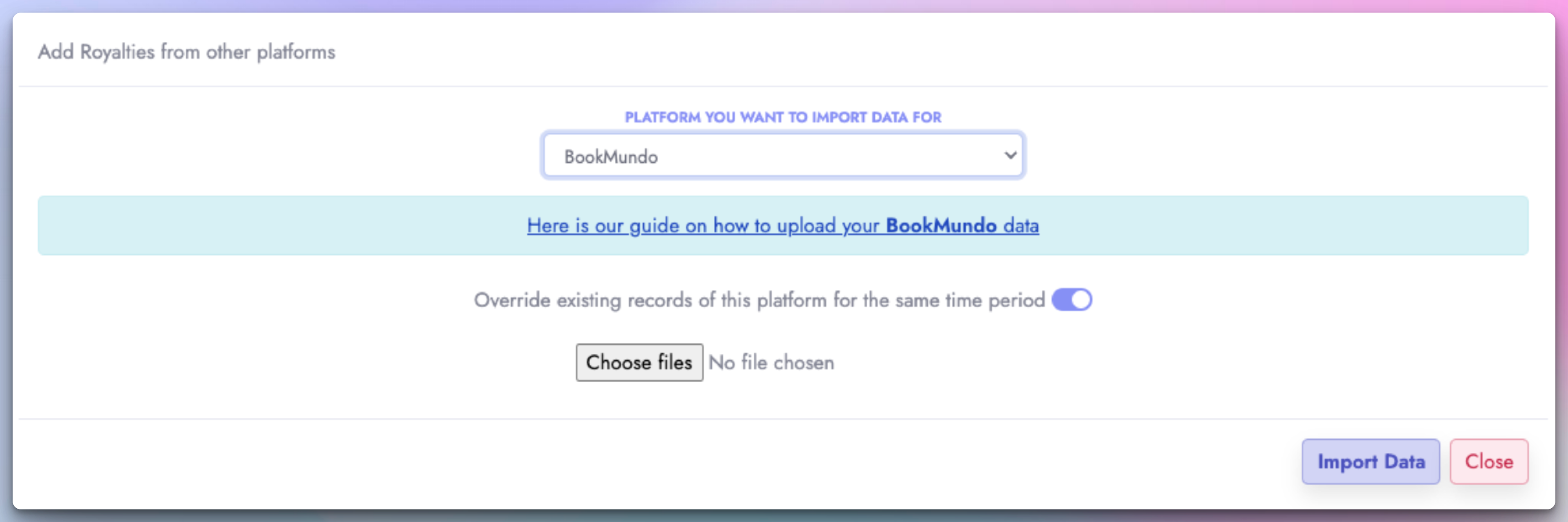 Upload BookMundo data file