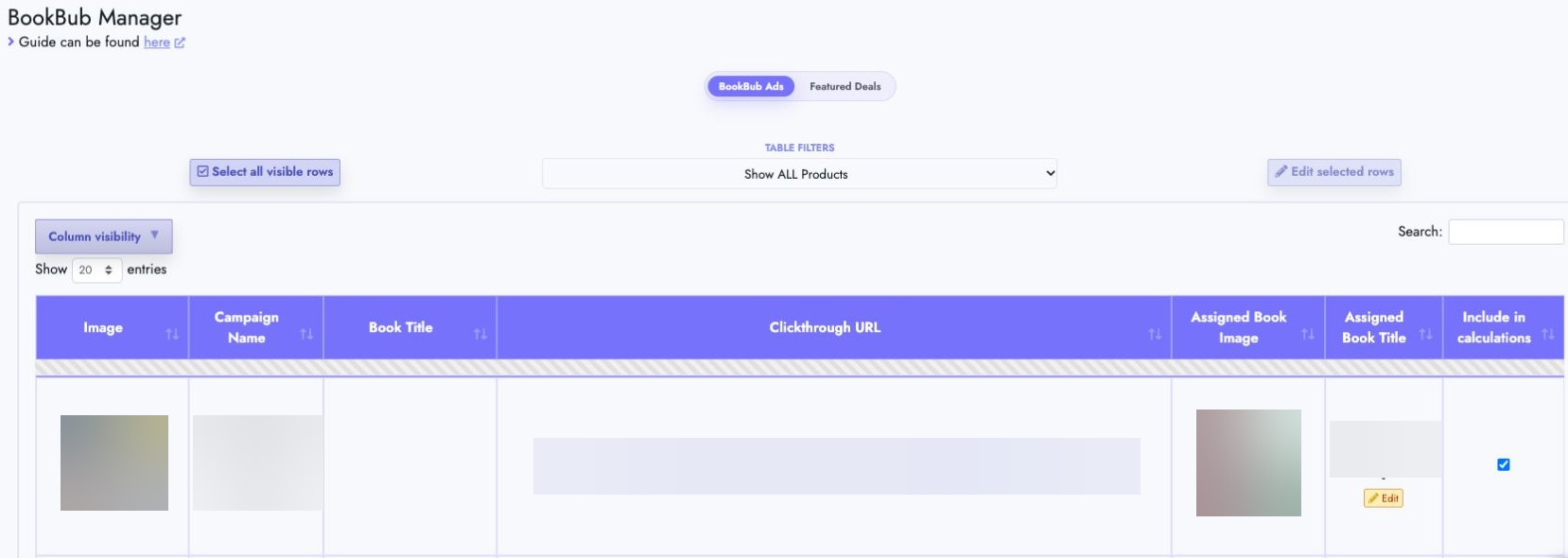 BookBub Manager page