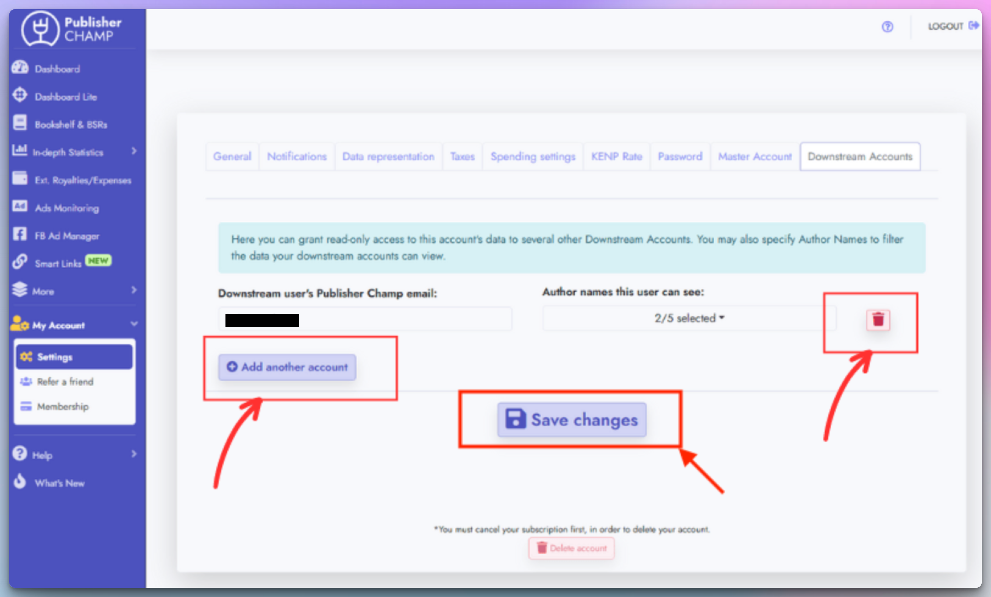 Manage Downstream Accounts