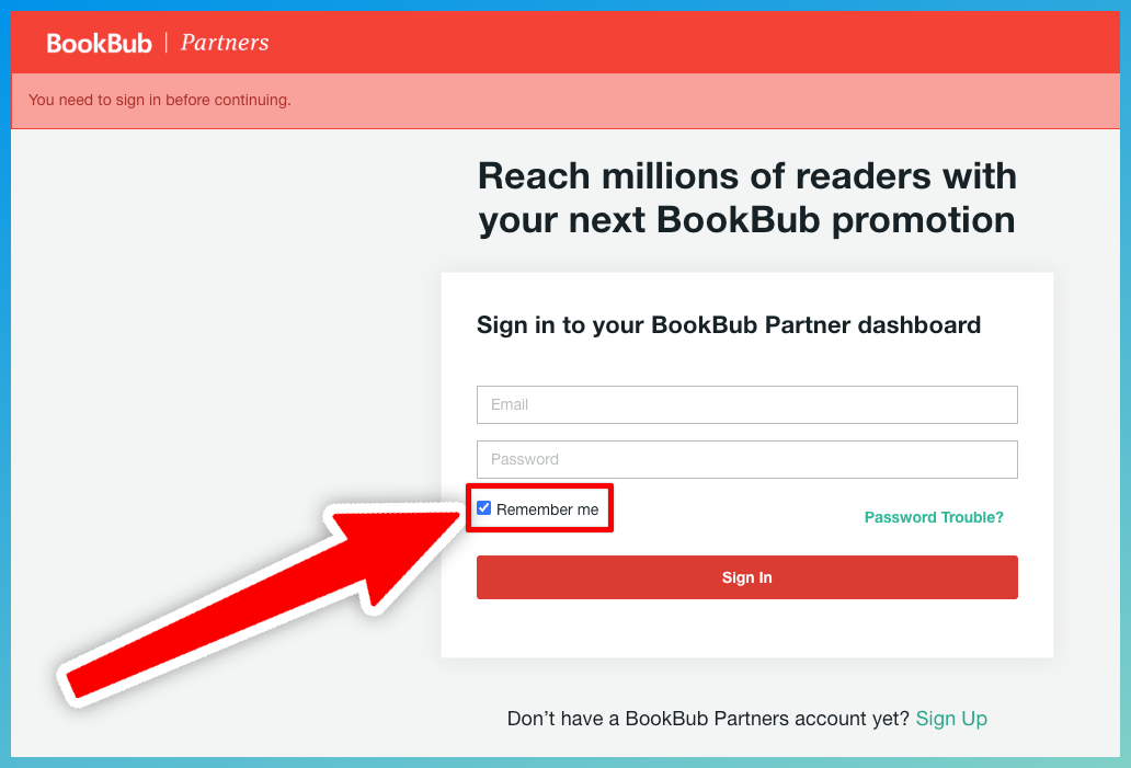 Click the remember me checkbox before login