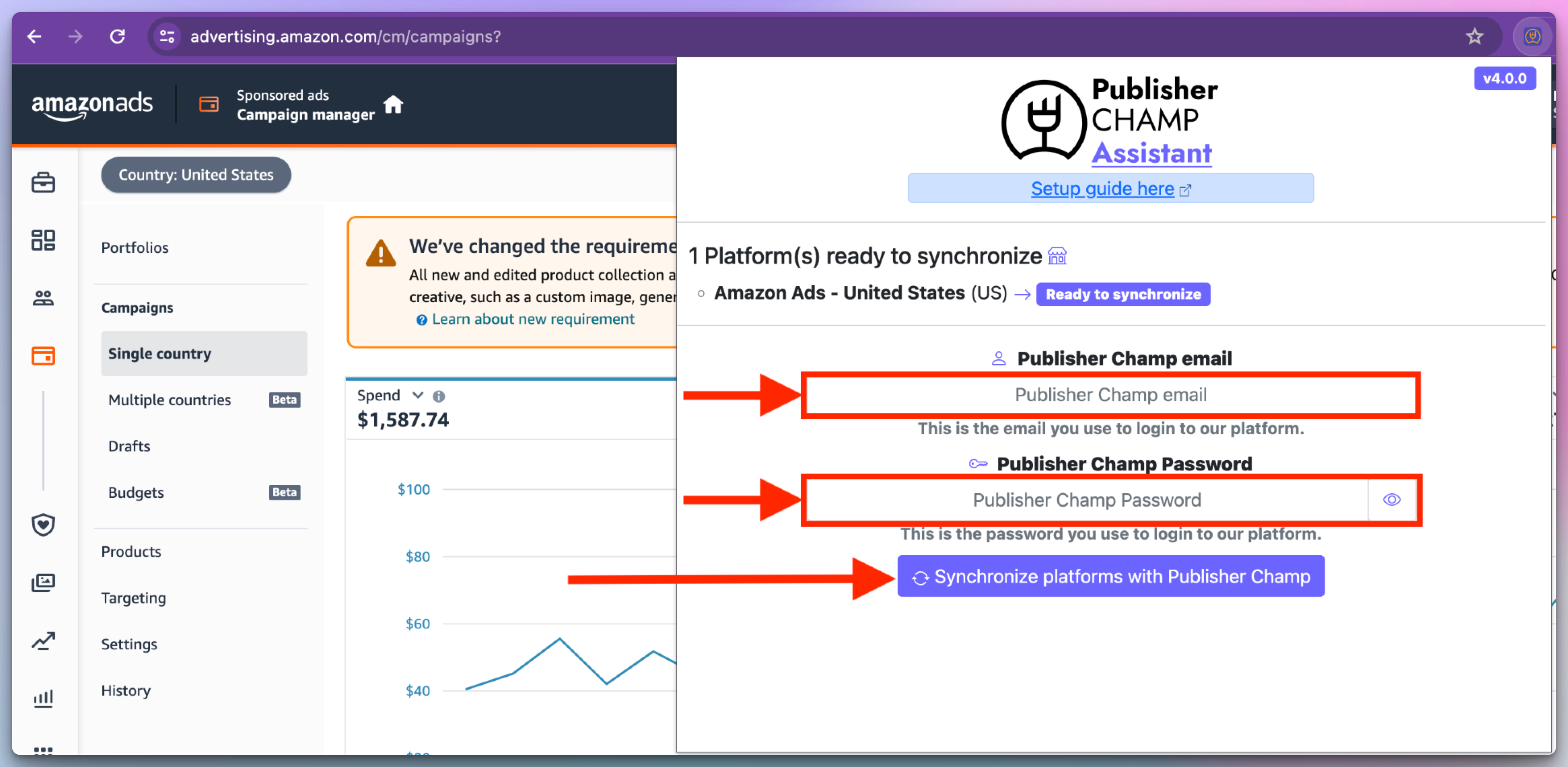 Submitting cookies to Publisher Champ
