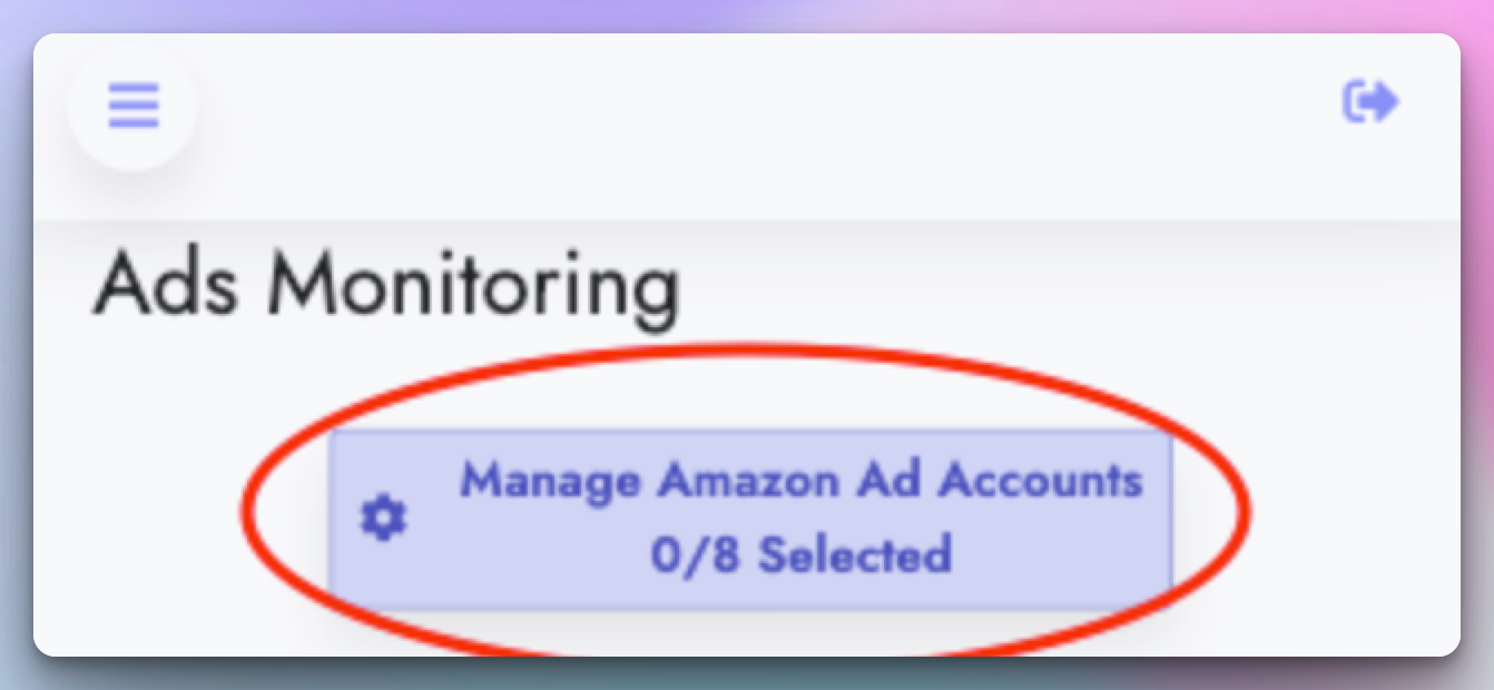 Manage Amazon Ad accounts button