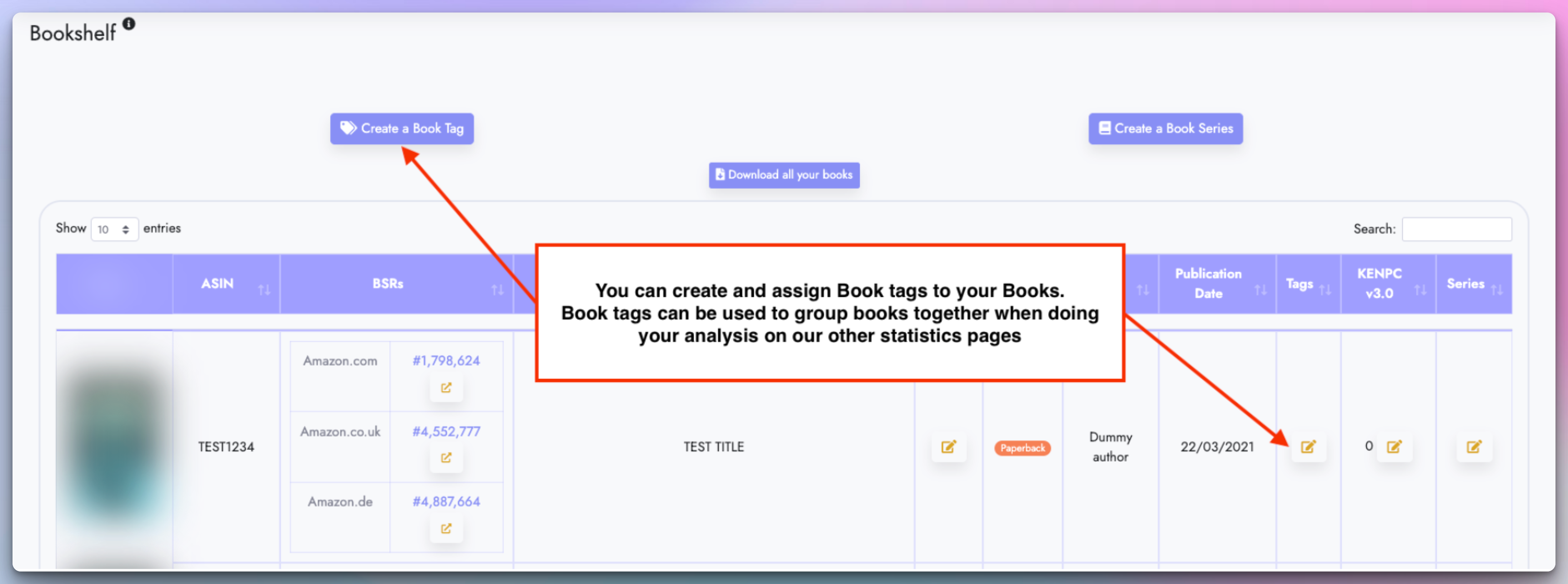 Create and add book tags