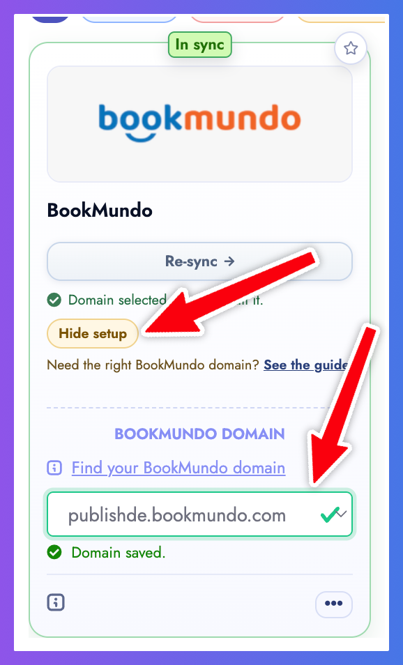 Select BookMundo domain from dropdown
