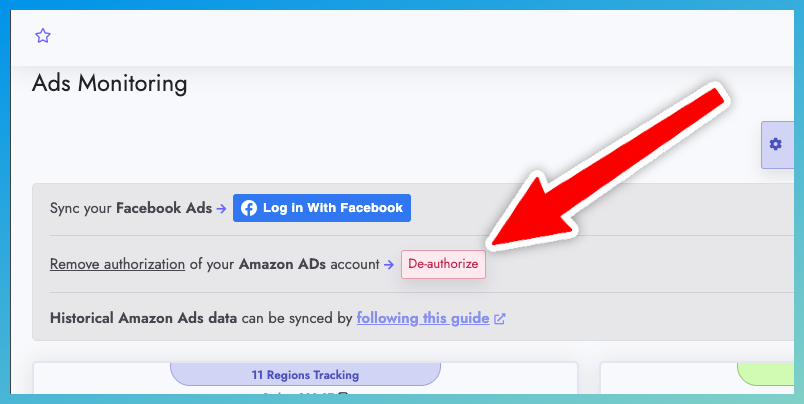 Authorization screen for Amazon Ads
