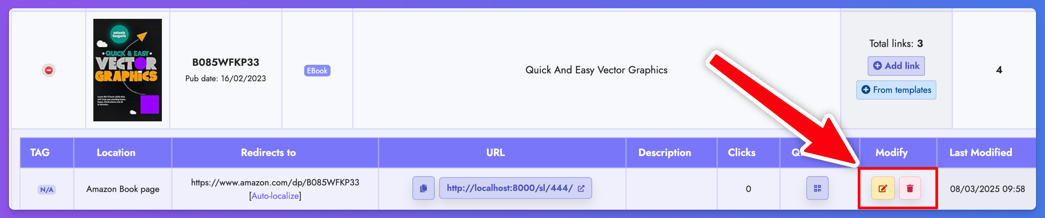 Edit Smart Link button