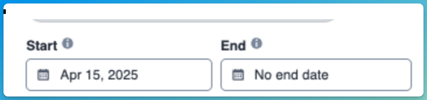 Amazon campaign end date setting
