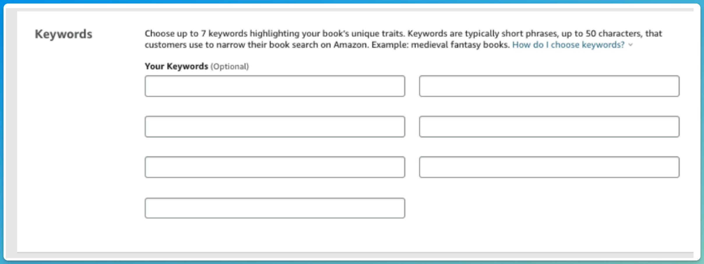 Amazon keyword boxes