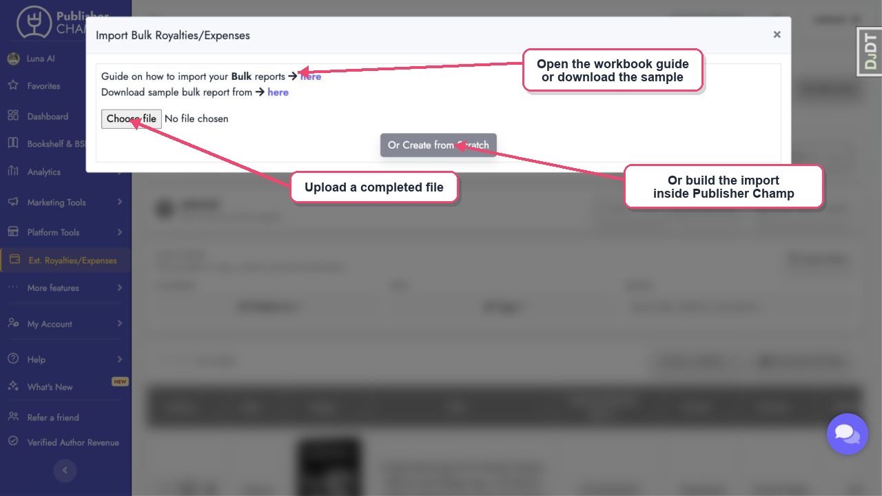 Upload a bulk workbook or create an import from scratch