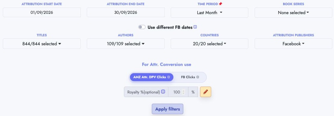Current Amazon Attribution filters