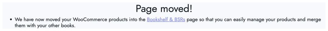 WooCommerce Manager directs users to Bookshelf