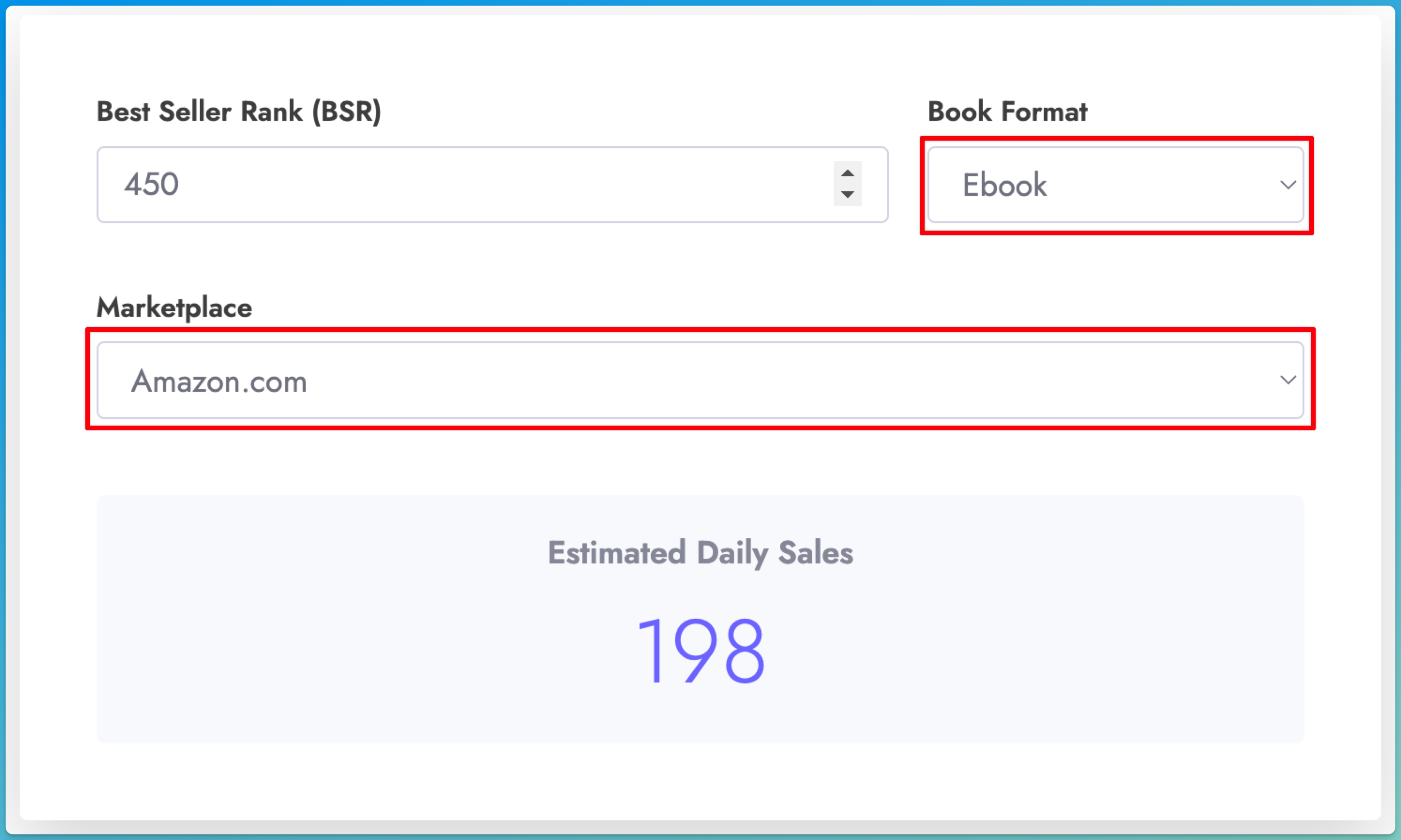 Format and marketplace selection options